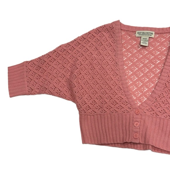 Next Era Couture size medium light pink colored cardigan styled top with buttons - Picture 7 of 7